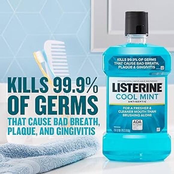 Listerine Cool Mint Antiseptic Oral Care Mouthwash - Picture 1 of 3